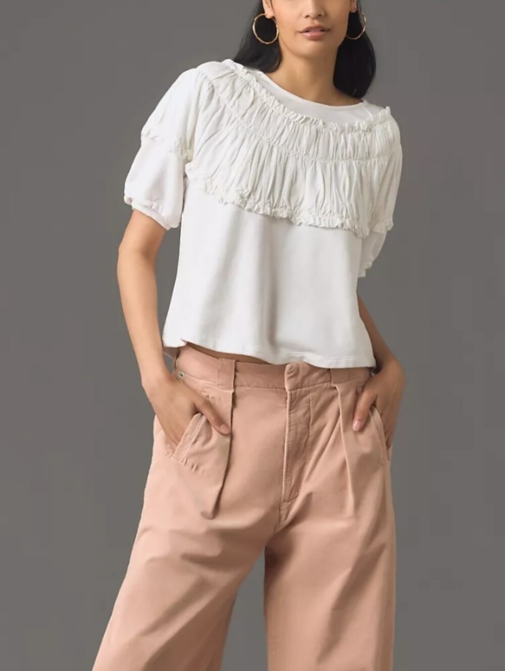 Anthropologie Tie-Back Ruched Blouse Large